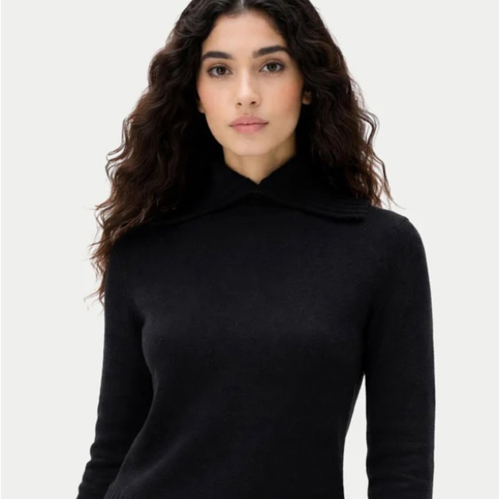 The Cashmere Project Black Cross Over Shawl Collared Womens Sweater SZ XS